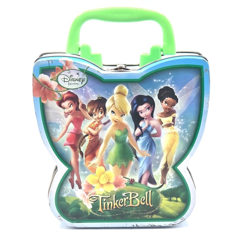 DISNEY Tinker Bell and Fairies Metal Tin Lunchbox Storage Box Jewelry Box